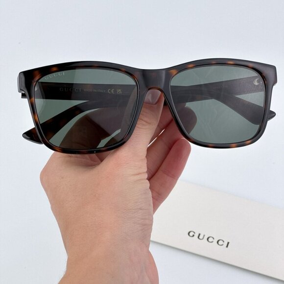 Gucci GG0746S 003 BRAND NEW Sunglasses Havana Green Rectangle Unisex main image 5